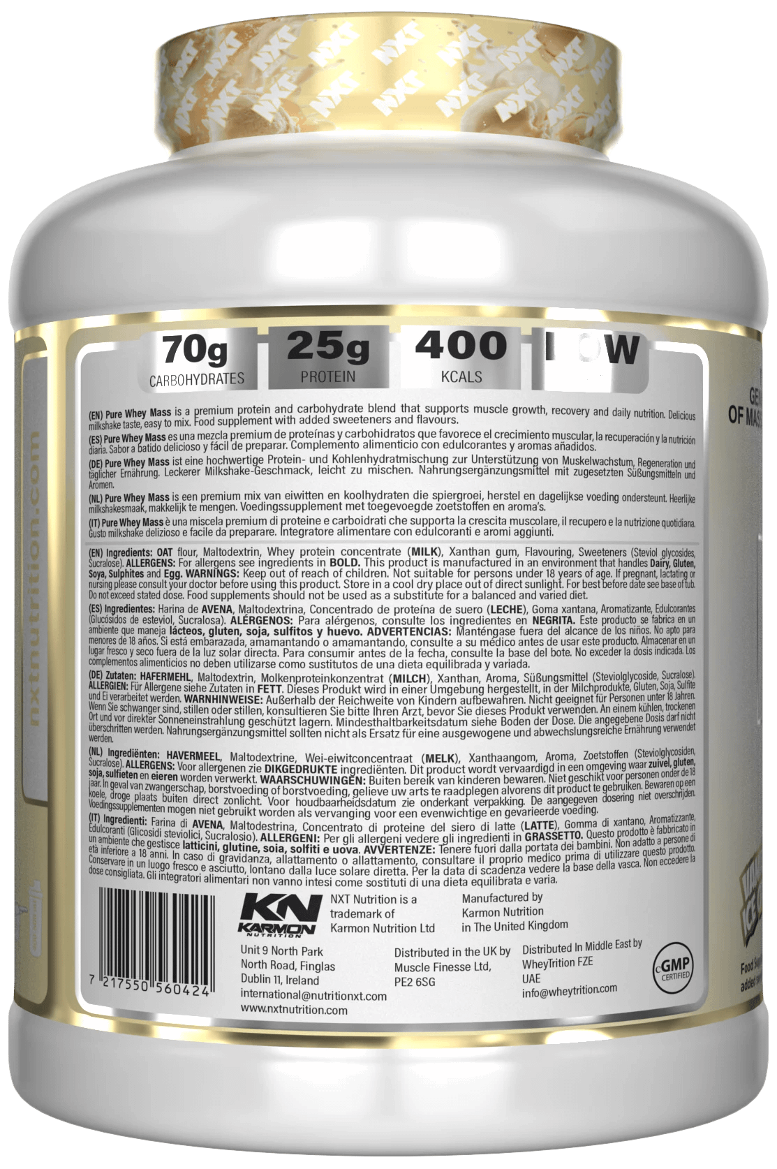 NXT NUTRITION PURE WHEY MASS 3.18KG - Image 3