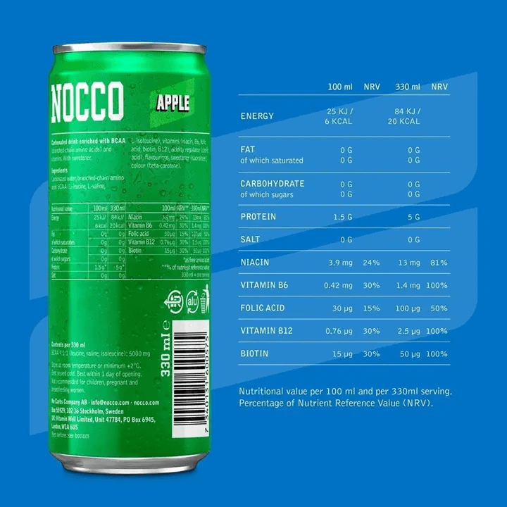 NOCCO BCAA+ Apple 12 x 330ml - Image 2